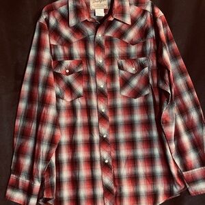 Wrangler Men's Plaid Shirt in Red and Black